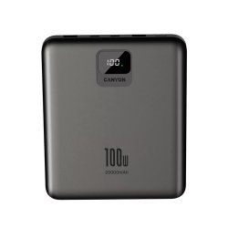 CANYON Powerbank PB-2008 LED FLAT 20000 mAh PD100W QC3.0 - Dark Grey