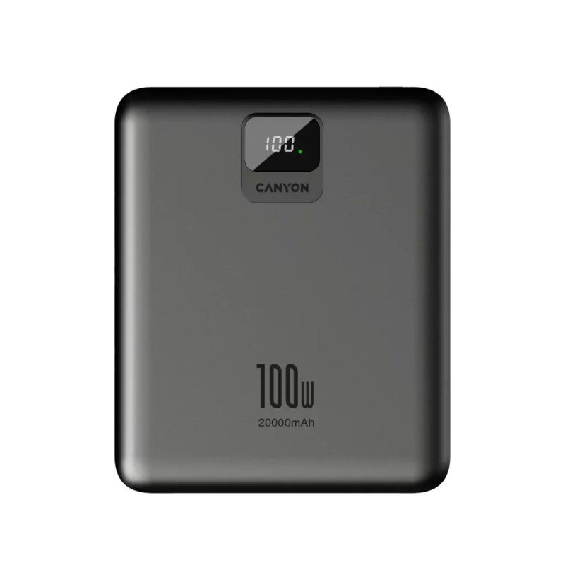 CANYON Powerbank PB-2008 LED FLAT 20000 mAh PD100W QC3.0 - Dark Grey
