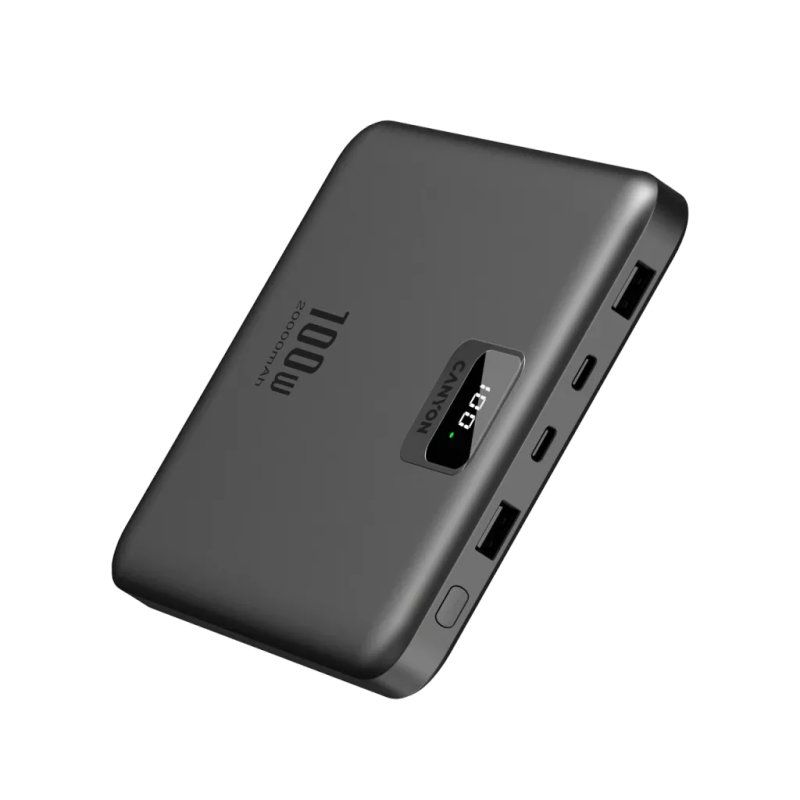 CANYON Powerbank PB-2008 LED FLAT 20000 mAh PD100W QC3.0 - Dark Grey
