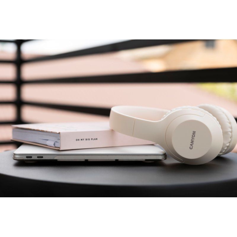 CANYON Over-Ear Kopfhörer BTHS-3, Beige Kabellose Verbindung, Bluetooth 5.1