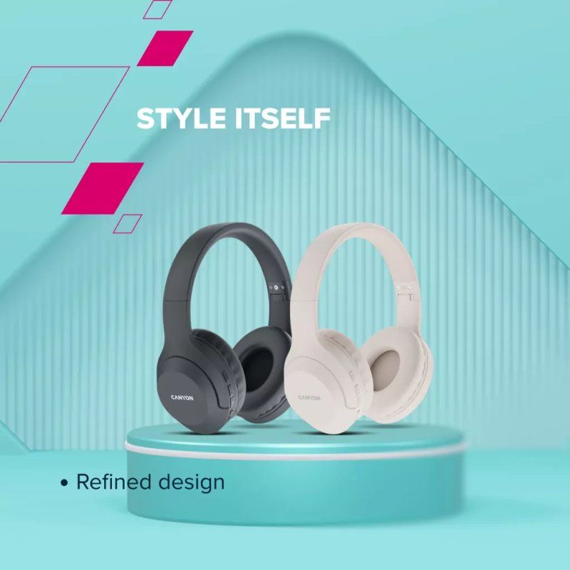 CANYON Over-Ear Kopfhörer BTHS-3, Beige Kabellose Verbindung, Bluetooth 5.1