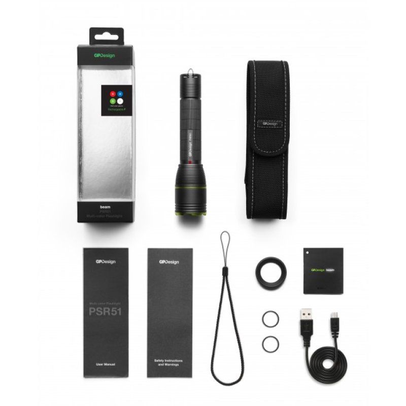 GP Lighting PSR51 Black, Green Hand flashlight LED