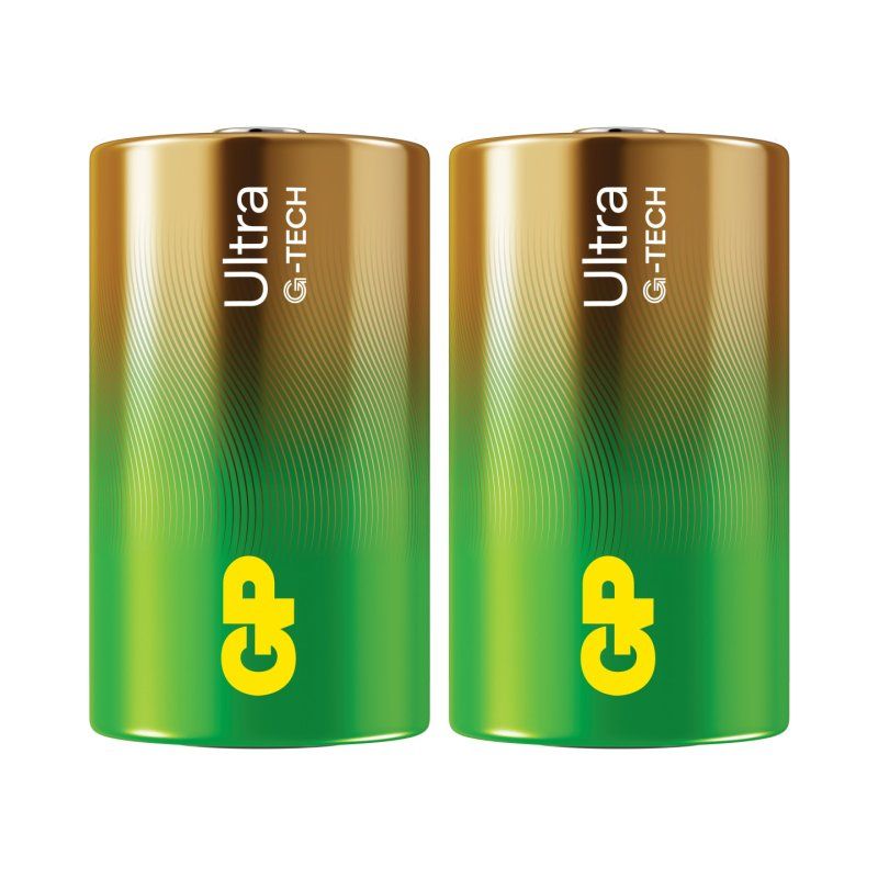 GP - Ultra Alkaline Battery, Size D, 13AU/LR20, 1.5V (2-pack)