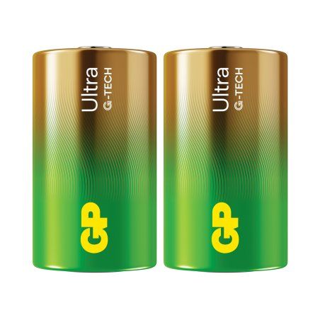 GP - Ultra Alkaline Battery, Size D, 13AU/LR20, 1.5V (2-pack)