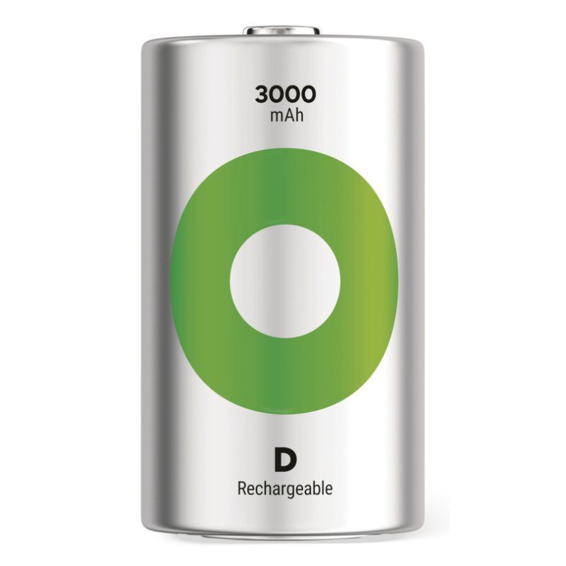 GP - ReCyko Rechargeable Battery, Size D, 3000 mAh, 1.2V (2-pack)