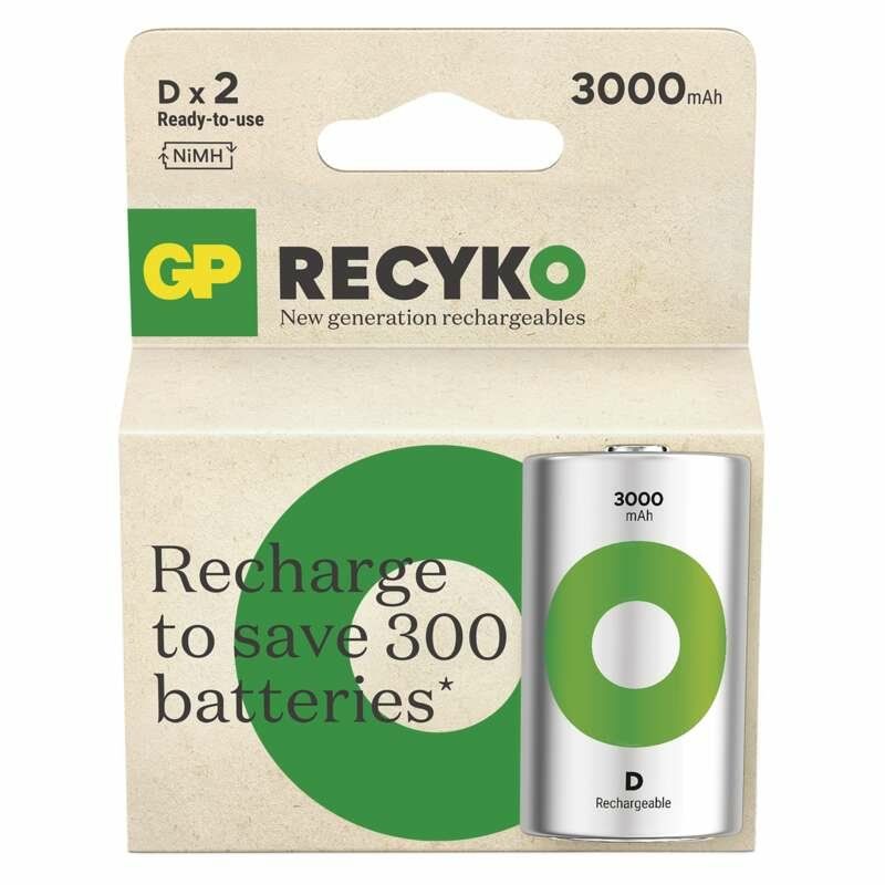 GP Batteries Recyko 3000 D batterie rechargeable Hybrides nickel-métal (NiMH) 3000 mAh 1,2 V
