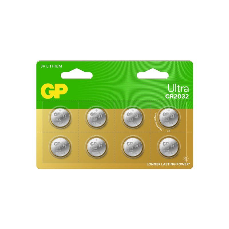 Lot de 8 Piles plates GP Batteries Ultra CR2032