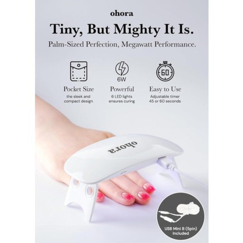 Gel Nail UV Light LED Lamp by Ohora 6W Max 2 Timers Portable Lamp for Curing Gel Nail Art Polish Stickers and Strips