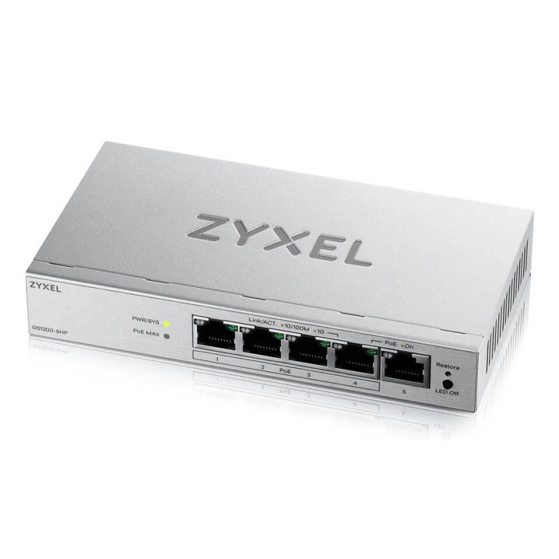 Zyxel GS1200-5HPV3 Géré L2 Gigabit Ethernet (10/100/1000) Connexion Ethernet, supportant l'alimentation via ce port