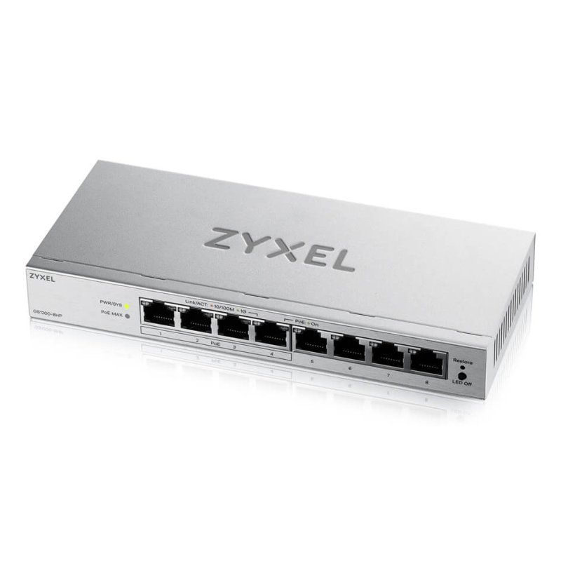 Zyxel GS1200-8HPV3 Géré L2 Gigabit Ethernet (10/100/1000) Connexion Ethernet, supportant l'alimentation via ce port