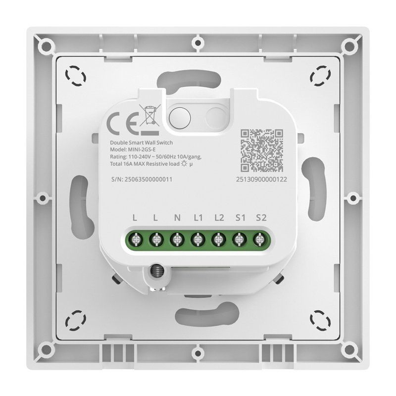 SONOFF MINI-2GS-E Matter Two-Channel Wall Switch.