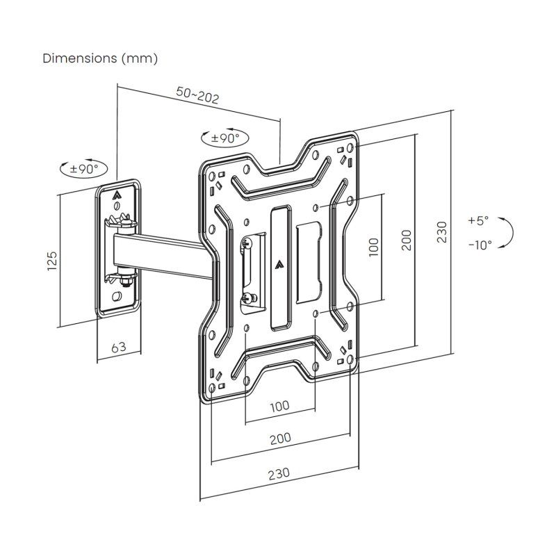 AISENS WT43TSE-411 support pour téléviseur 109,2 cm (43") Noir