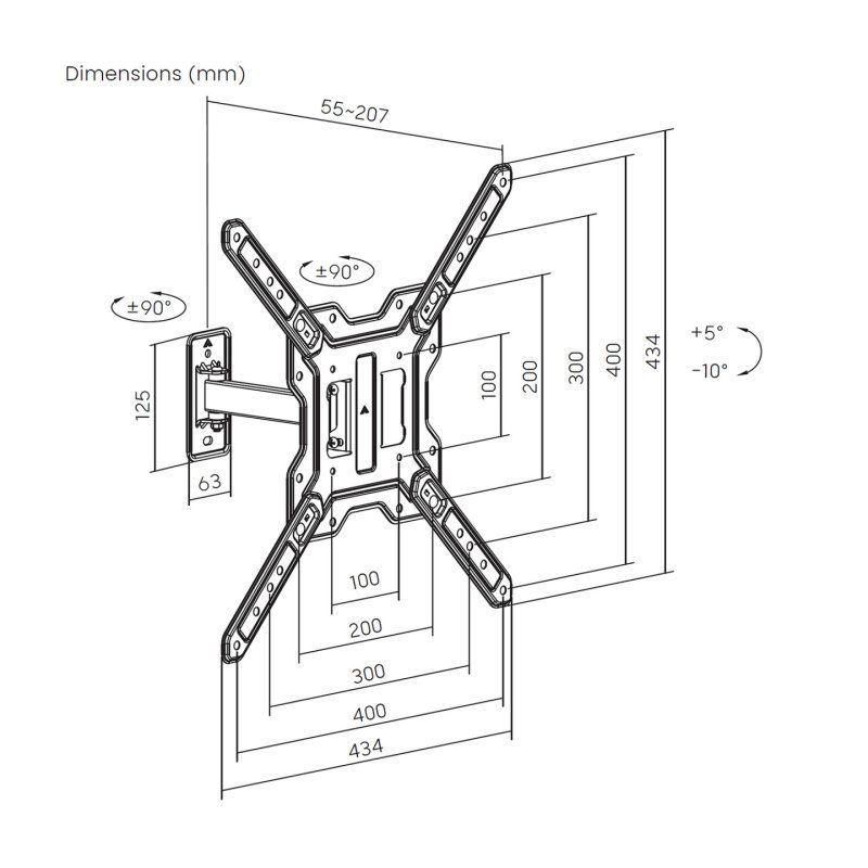 SOPORTE AISENS ECO GIRATORIO INCLINABLE MONITOR/TV 30KG (2 PIVOTES) 23-65"