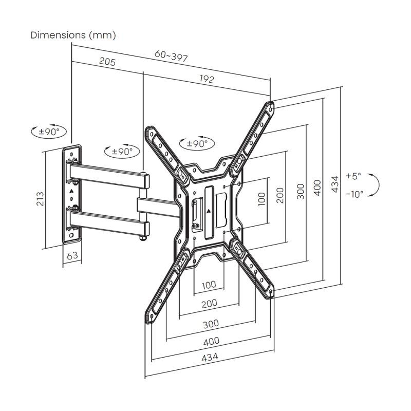 AISENS WT65TSE-417 TV mount/stand 165.1 cm (65") Black