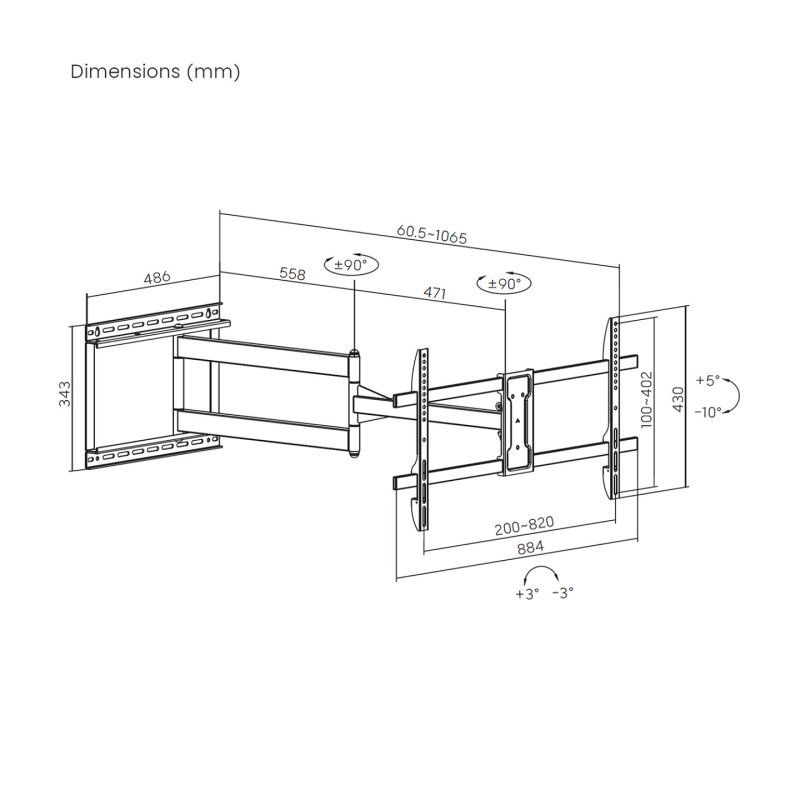 AISENS WT80TSLE-419 support pour téléviseur 2,03 m (80") Noir