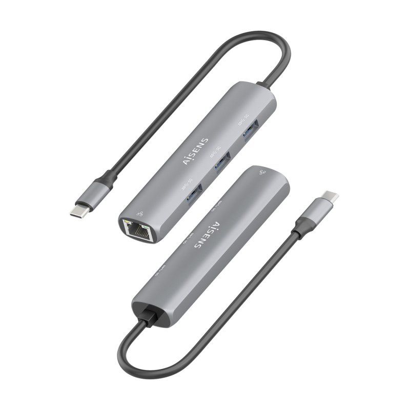 DOCK AISENS USB-C A ETHERNET GIGABIT HUB 3XUSB-A GRIS 15CM