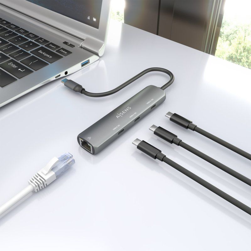 AISENS ASUC-4P041-GR station d'accueil Avec fil USB 3.2 Gen 1 (3.1 Gen 1) Type-C Gris