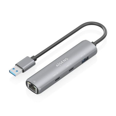 USB3.0 DOCK AISENS USB-A A ETHERNET GIGABIT HUB 2XUSB-C 1XUSB-A GRIS 15CM