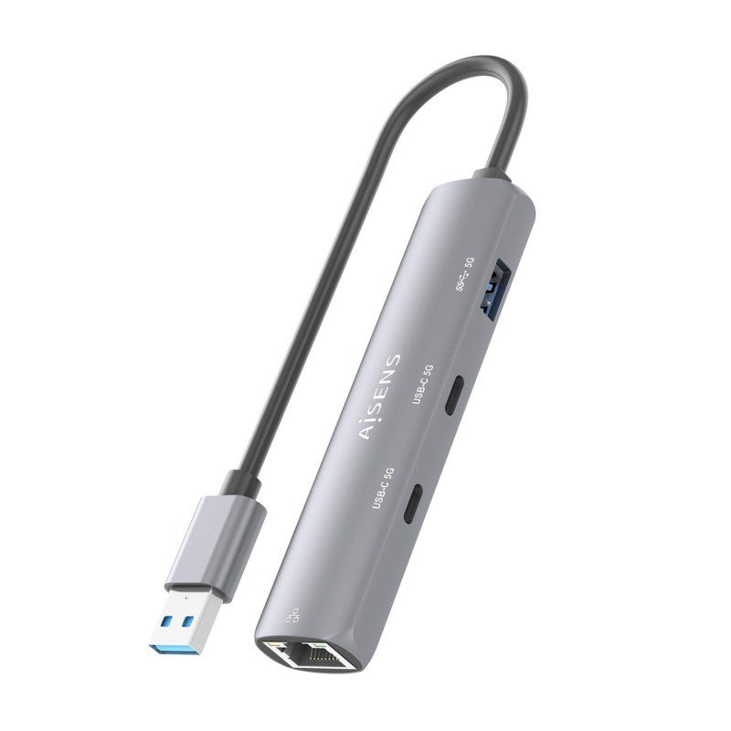 AISENS ASUC-4P036-GR station d'accueil Avec fil USB 3.2 Gen 1 (3.1 Gen 1) Type-A Gris