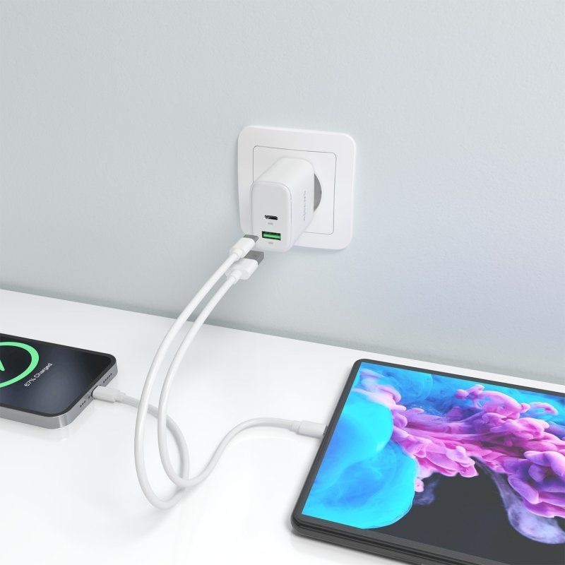 CARGADOR AISENS GAN 45W 1XUSB-C PD3.0 QC4.0 1XUSB-A QC3.0 BLANCO