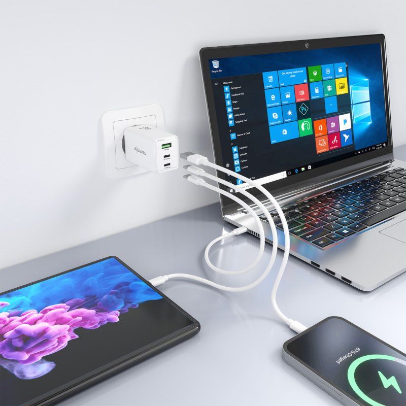 CARGADOR AISENS GAN 65W 2XUSB-C PD3.0 QC4.0 1XUSB-A QC3.0 BLANCO