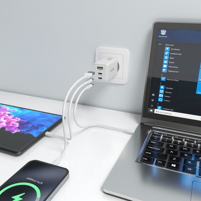 CARGADOR AISENS GAN 65W 2XUSB-C PD3.0 QC4.0 1XUSB-A QC3.0 BLANCO