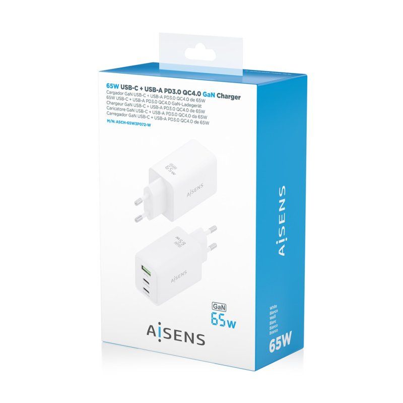AISENS ASCH-65W3P072-W mobile device charger Digital camera, GPS, Mobile phone, Laptop, Smartphone, Tablet, Universal