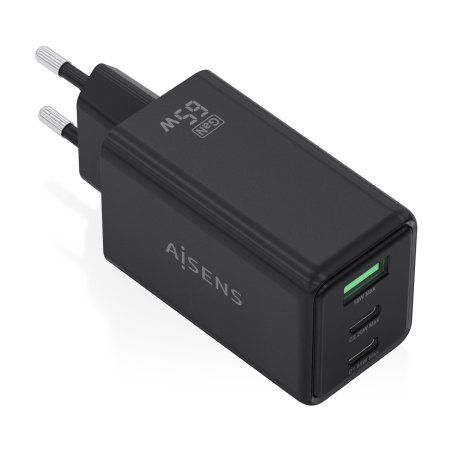 CARGADOR AISENS GAN 65W 2XUSB-C PD3.0 QC4.0 1XUSB-A QC3.0 NEGRO
