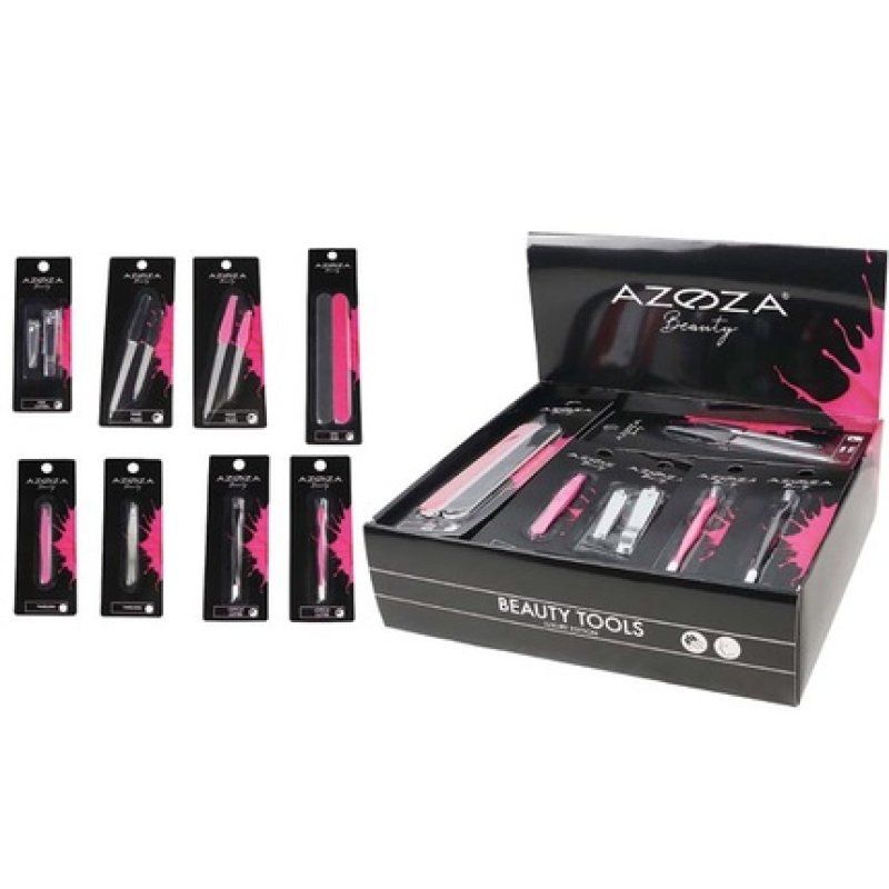 Azoza Beauty Range Nail Care Set With 6 Nail Clippers 14 Nail Files 14 Sand Files Red Tweezers Metal Tweezers Cuticle