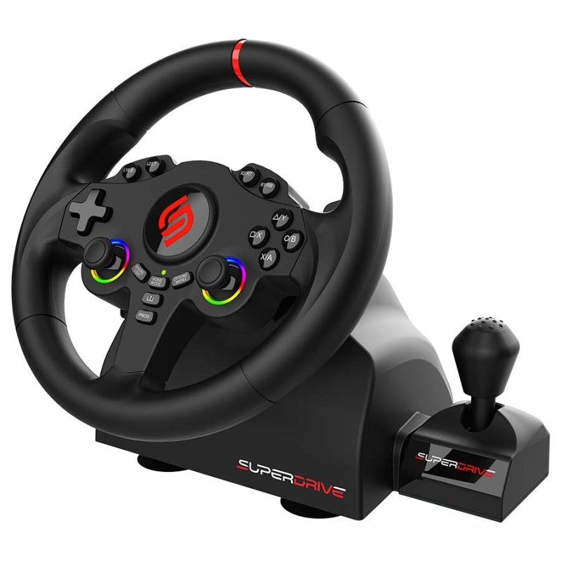 Subsonic Superdrive 220 RS-X Noir USB Volant pédales levier de vitesse Nintendo Switch, Nintendo Switch 2, PC,