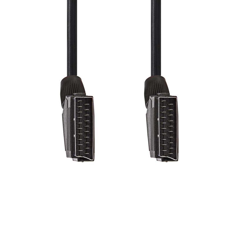 Nedis SCART-Kabel | SCART Stecker | SCART Stecker - Vernickelt | 480p | 1.50 m | Rund | PVC | Schwarz | Label