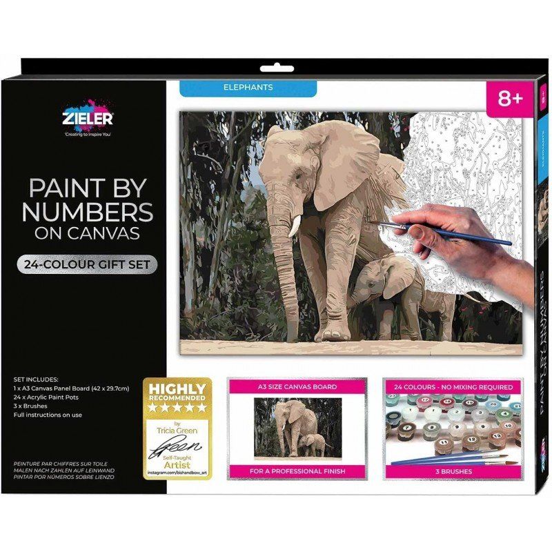Zieler - Acrylic A3 - Paint By Numbers - Elephants (609299440)
