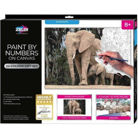 Zieler - Acrylic A3 - Paint By Numbers - Elephants (609299440)