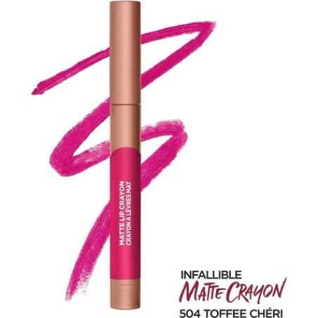 L'Oreal Infallible Matte Lip Crayon Lasting Wear Smudge Resistant Toffee Cheri 504 0.04oz