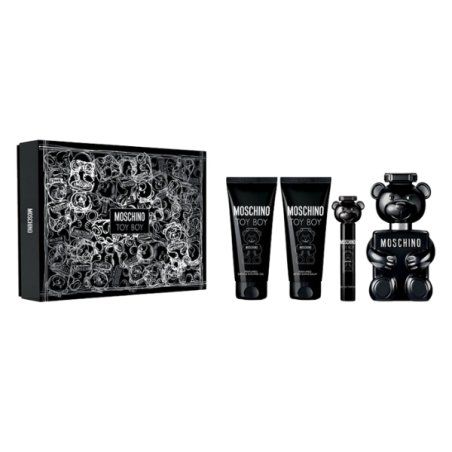 Set Moschino Toy Boy, Barbati, Eau de Parfum 100ml Gel de Dus 100ml Balsam After Shave 100ml Eau de Parfum 10ml