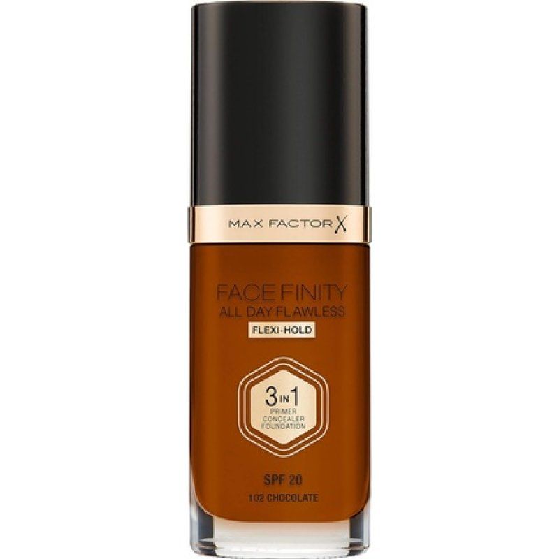 Max Factor Facefinity 3-in-1 All Day Flawless Liquid Foundation SPF 20 102 Chocolate 30ml