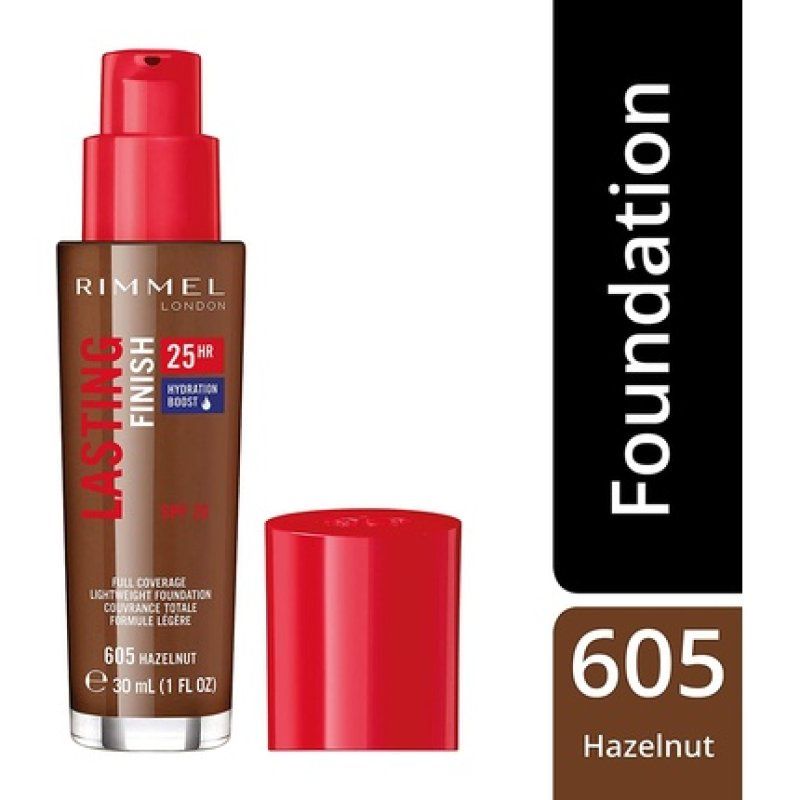 Rimmel London Lasting Finish 25 Hour Foundation Full Coverage Formula with SPF 20 30ml 605 Hazelnut
