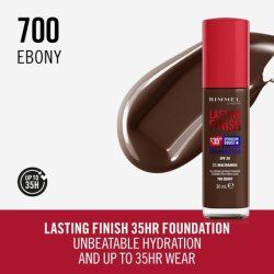 Rimmel Lasting Finish 35hr Foundation 700 Ebony Full Coverage Hydrating