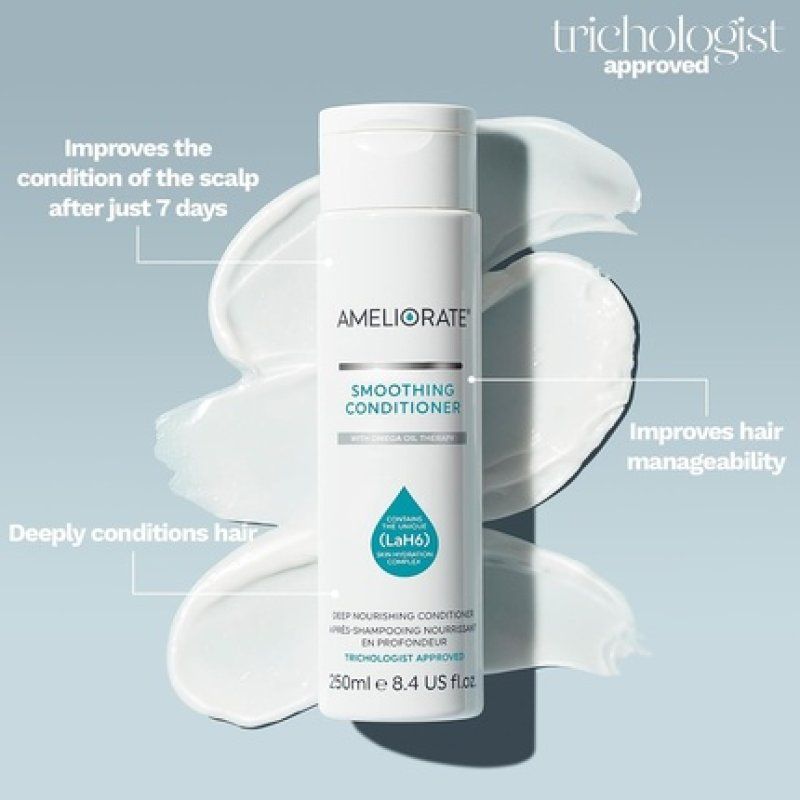 AMELIORATE Smoothing Conditioner 250ml - Suitable for Dry, Itchy and Flaky Scalp - Rebalances and Smooths Hair Surface
