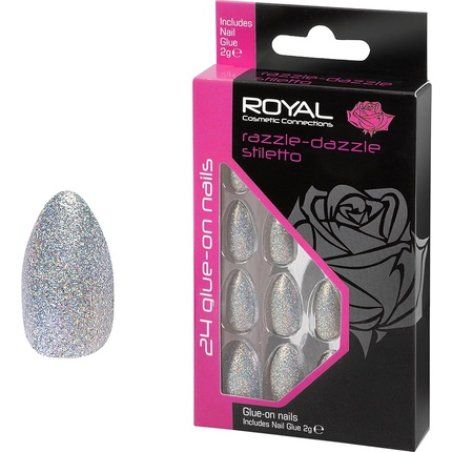 Royal Cosmetics Glueon False Nails Razzledazzle Stiletto Acrylic Fake Nails With Glue