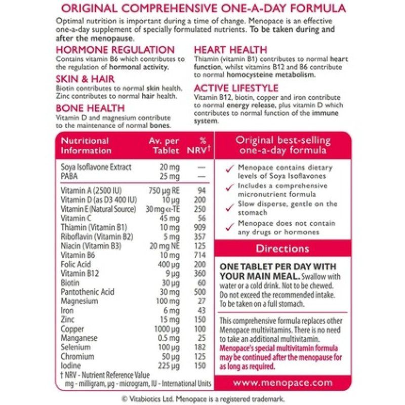 Vitabiotics Menopace Original 90 Tablets
