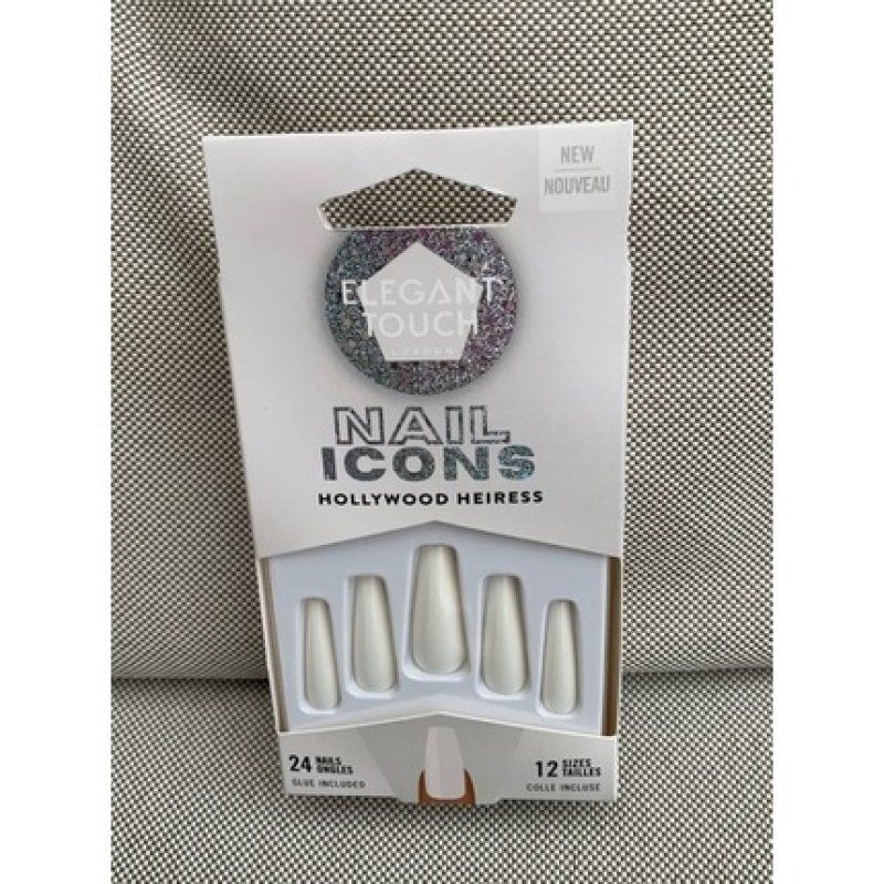 Elegant Touch Nail Icons Hollywood Heiress Extreme Square 24 Nails 12 Sizes