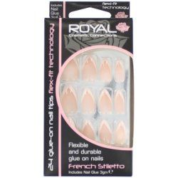 Royal 24 Flexible and Durable Glue On French Stiletto Nail Tips