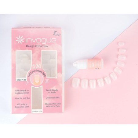 Invogue Full Cover Square Nails 120 Pieces White