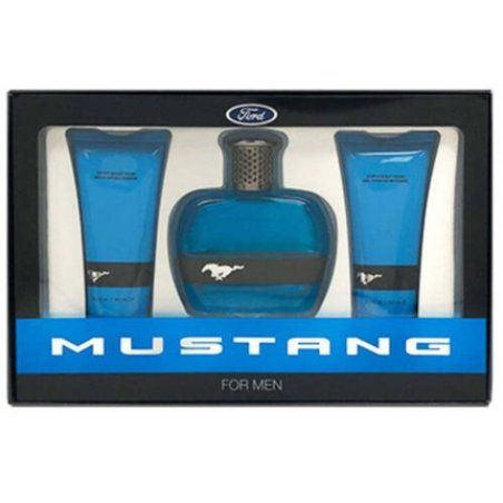 Mustang for Men Blue Eau De Toilette Spray 3.4oz with After Shave Balm and Body Wash
