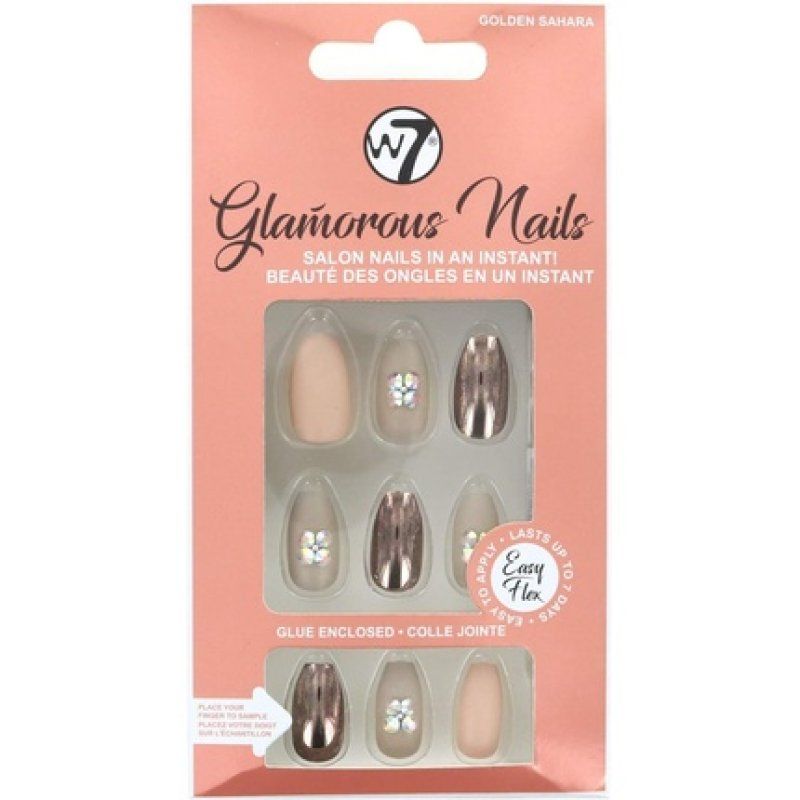 W7 Glamorous Nails Golden Sahara with Nail Glue