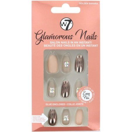 W7 Glamorous Nails Golden Sahara with Nail Glue