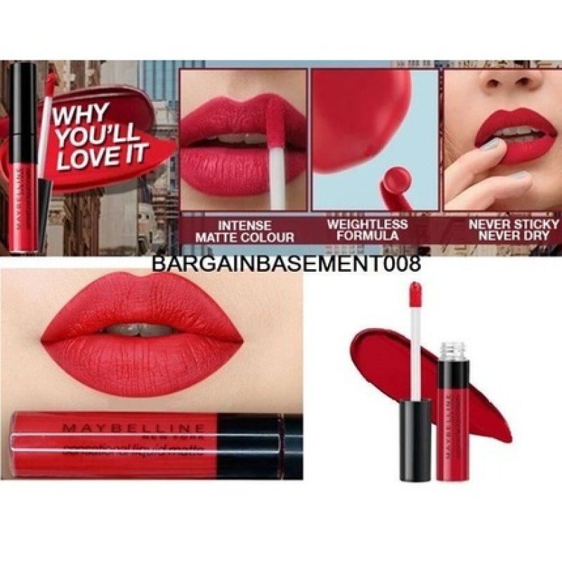 Maybelline New York Liquid Lipstick Matte Finish Sensational 03 Flush It Red