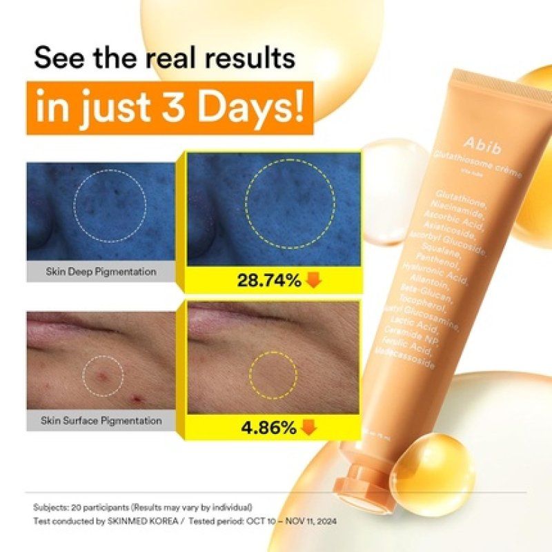 Abib Glutathiosome Cream Vita Tube Facial Moisturizer 253 Fl Oz