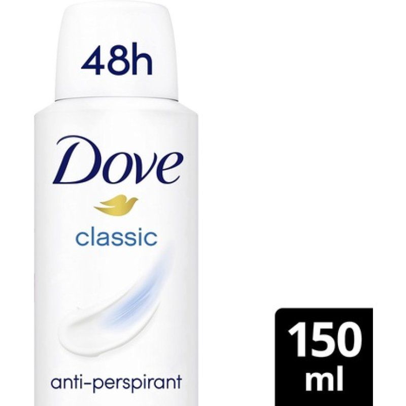 Dove Classic Anti-Perspirant Deodorant Spray with ¼ Moisturizing Cream 150ml - Pack of 6